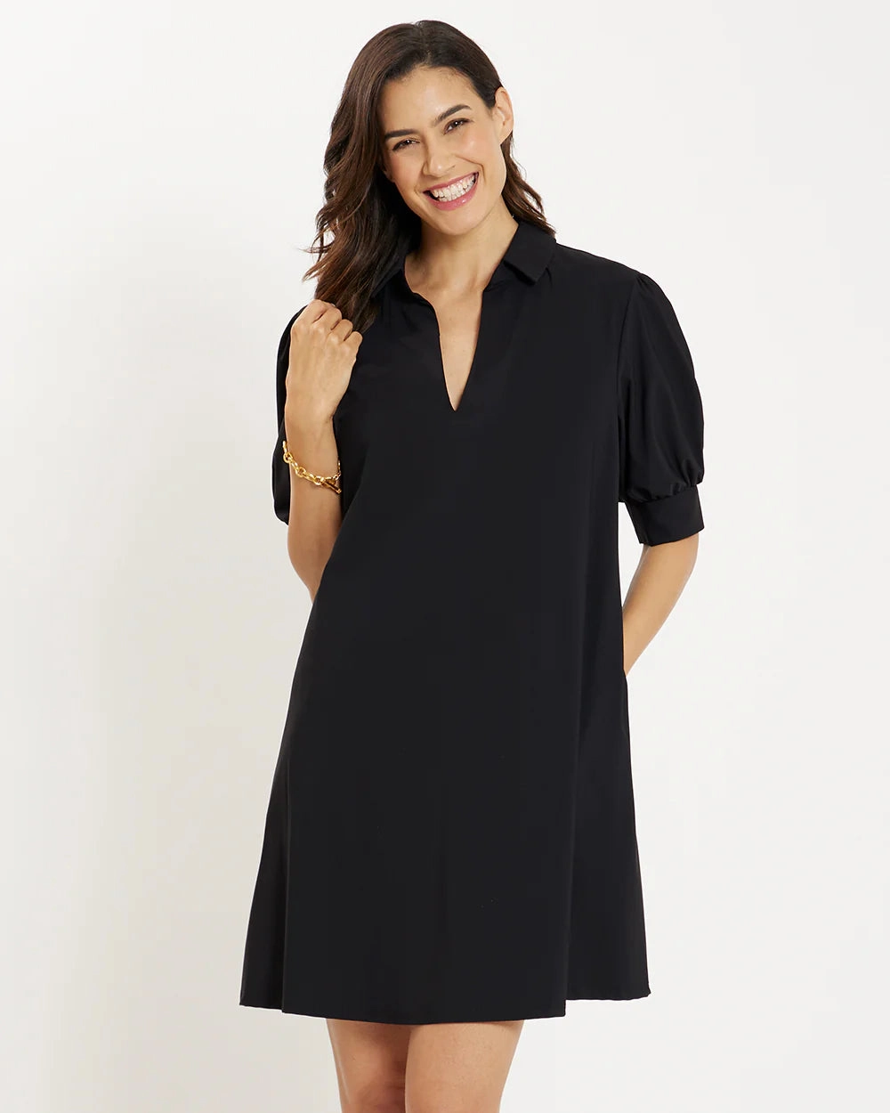 Jude Connally Emerson Dress Lightweight Jude Cloth in Black Elegant knee-length dress