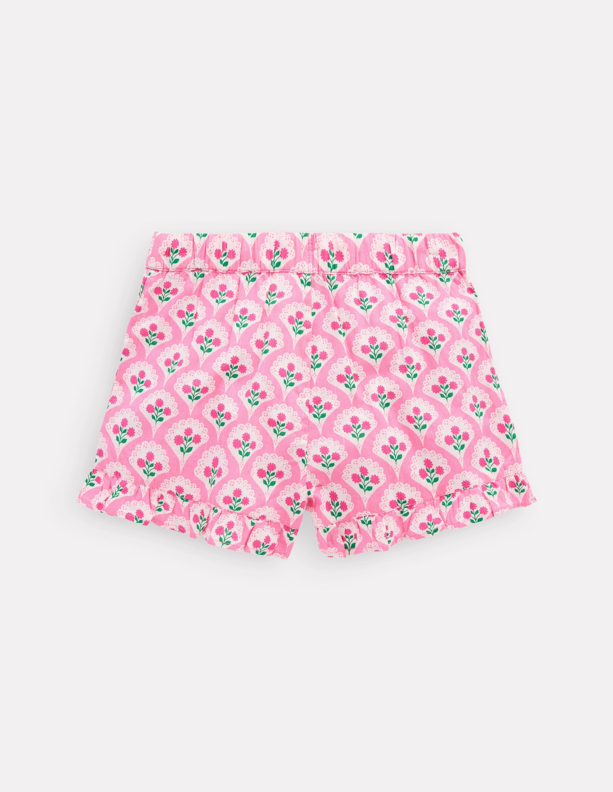 Fitness Look Juniper Woven Frill Shorts-Pink Rose Woodblock Floral