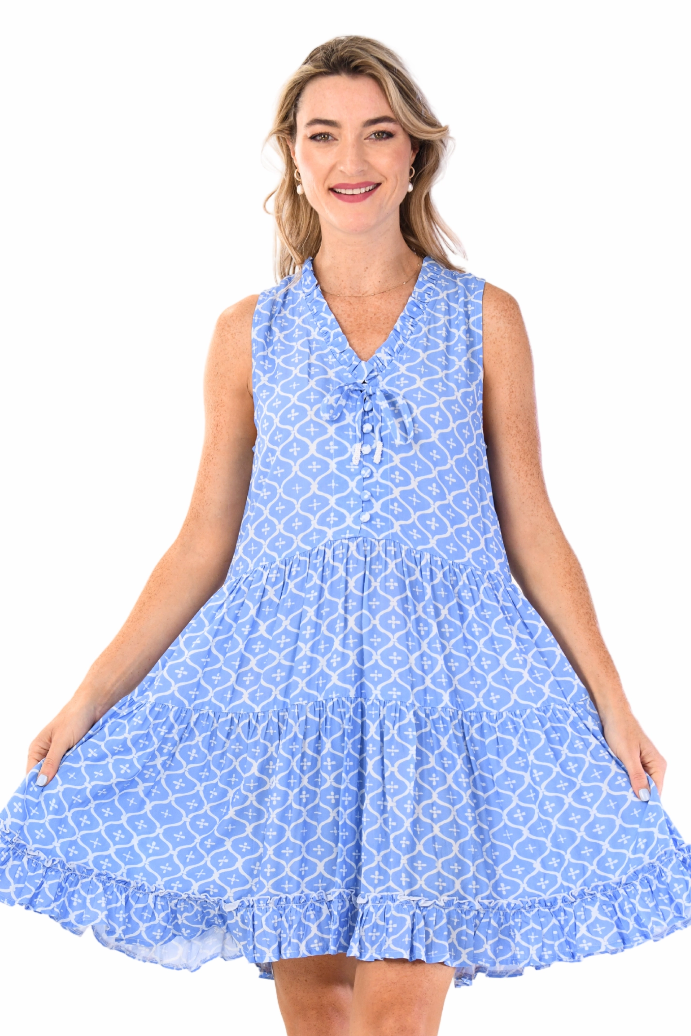 Kaia Dress Short / Periwinkle Chainlink Soft and Light Bright Mood