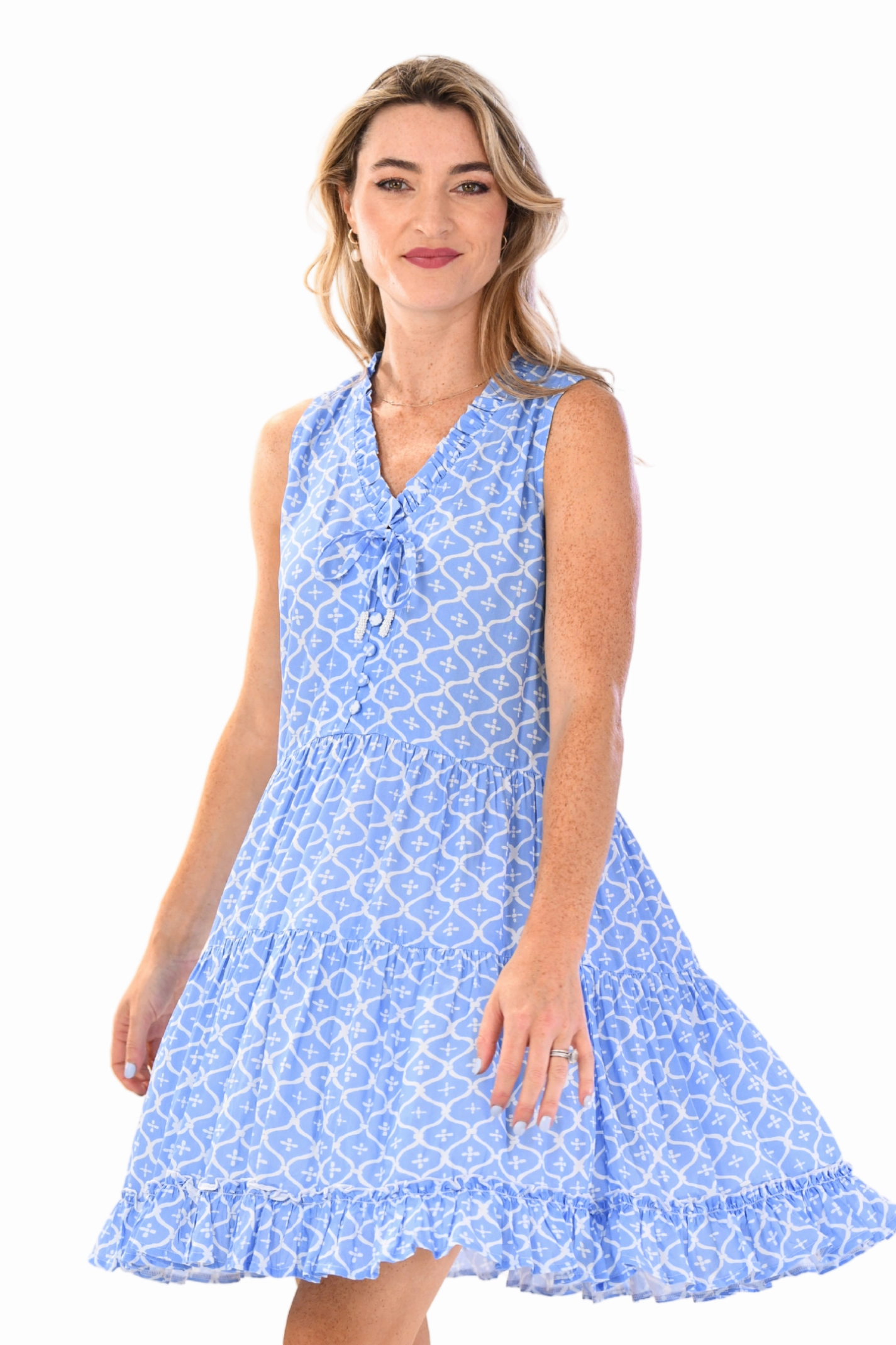 flowy style Kaia Dress Short / Periwinkle Chainlink