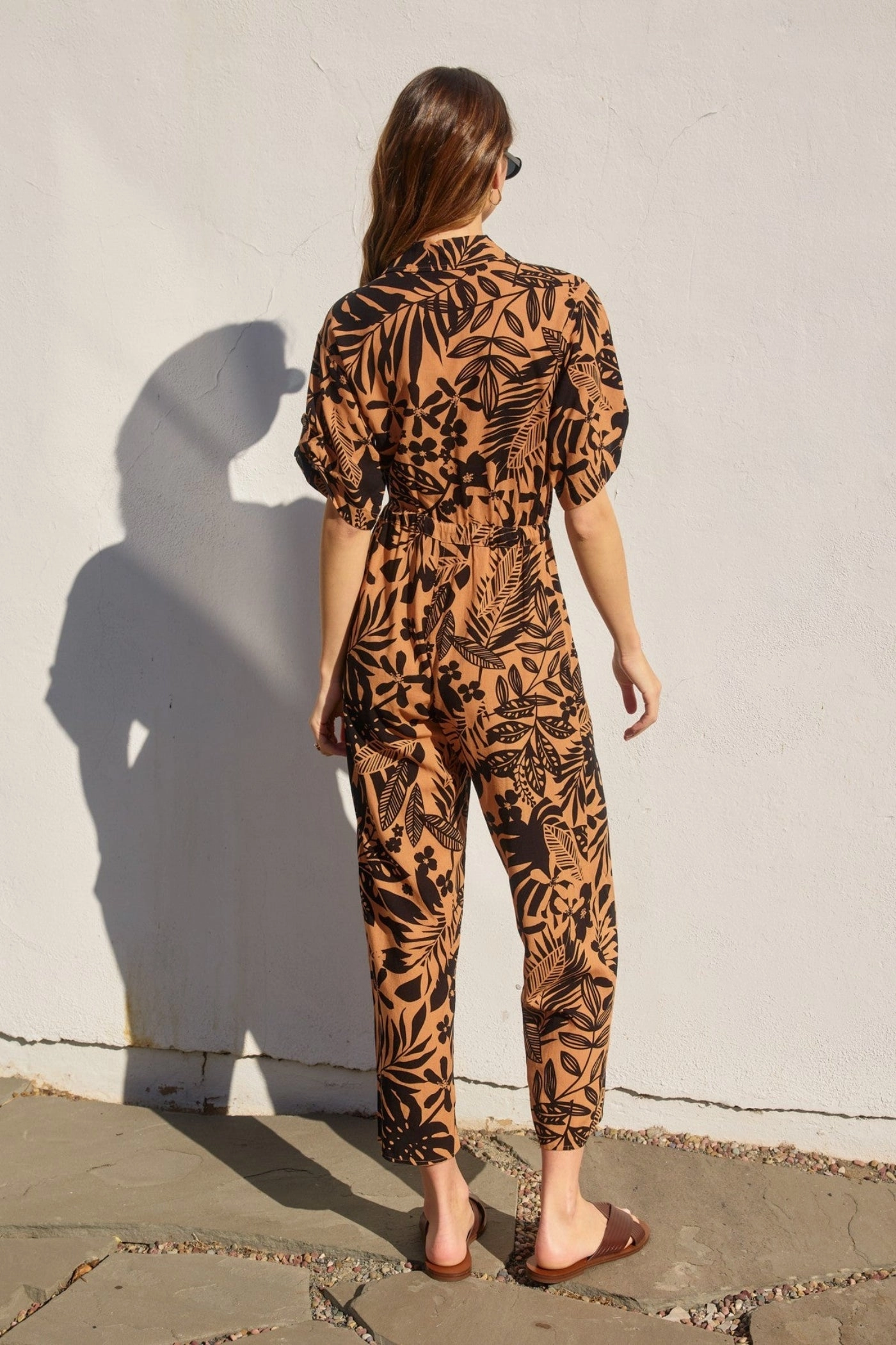 KAILANI TWO-TONE FLORAL PRINT JUMPSUIT Stretch Street