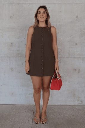 Smart and Sleek Kate Mini Dress Cocoa