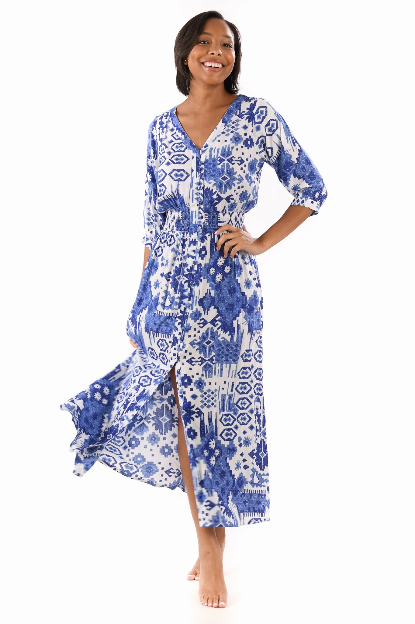 Kelsey Dress / Indigo Ikat Chill Moment