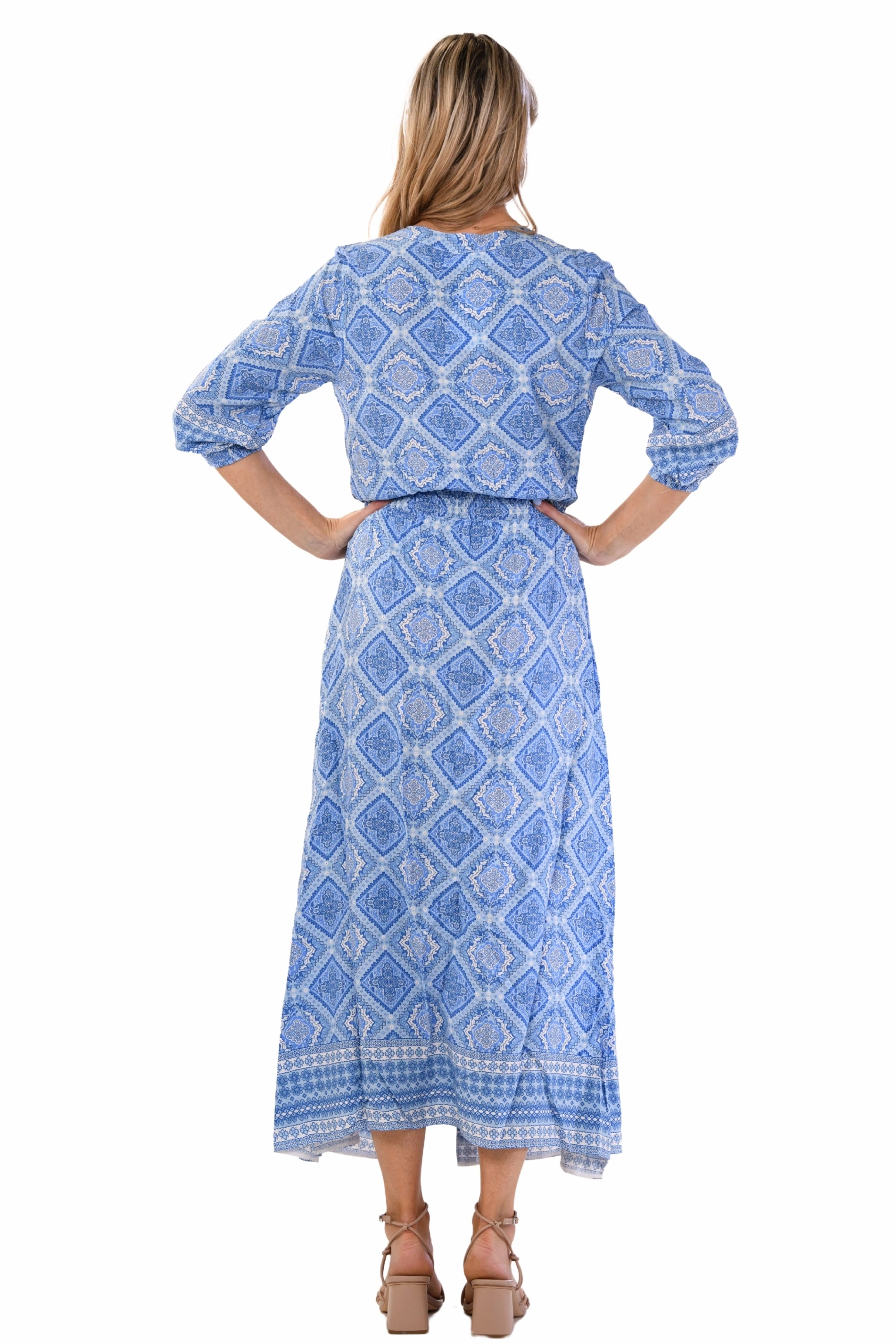 Cut-Out-Detail Kelsey Dress / Sky Blue Diamond