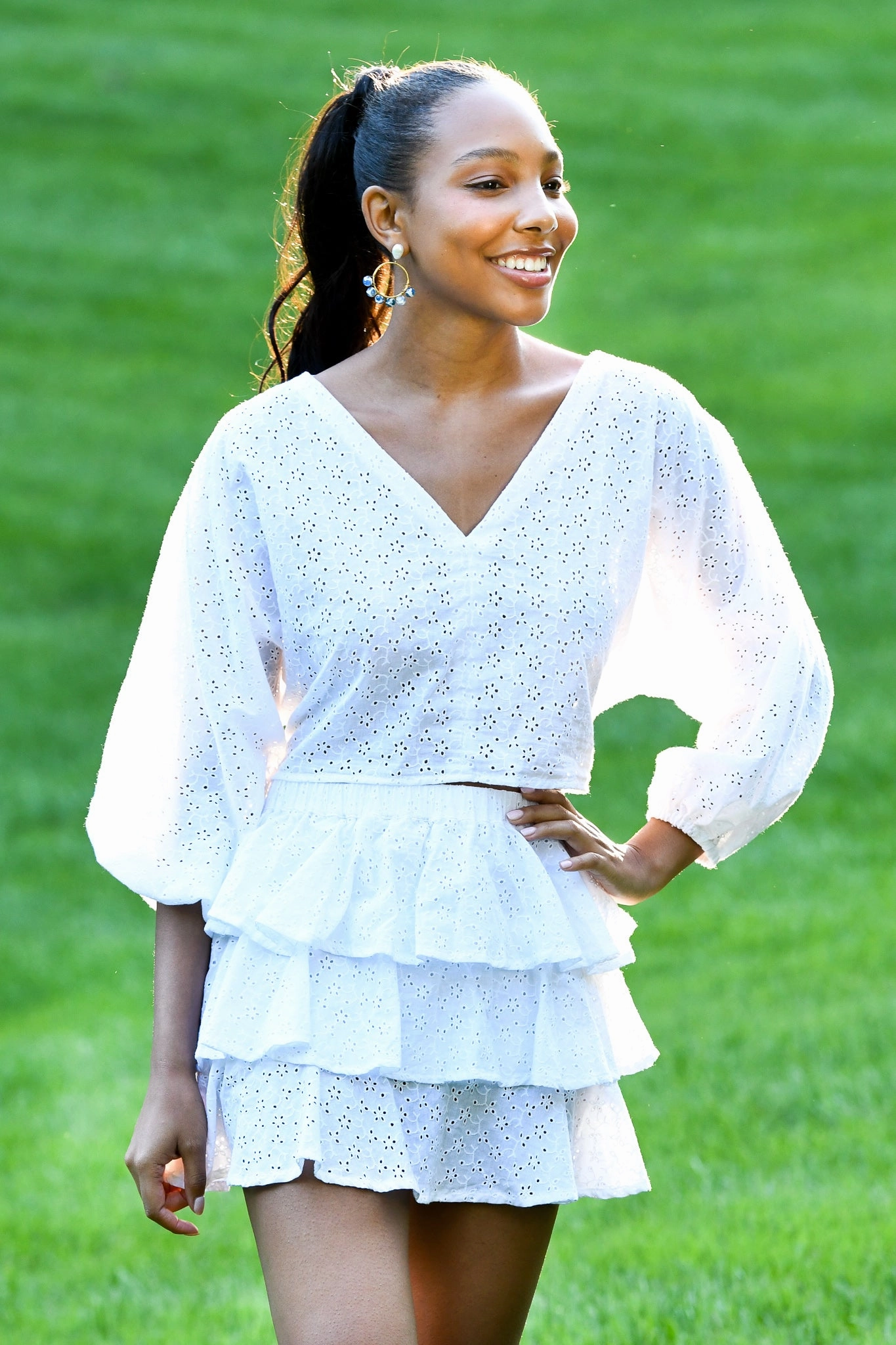 Kiki Set Skirt / White Eyelet casual finish Breezy Outfit