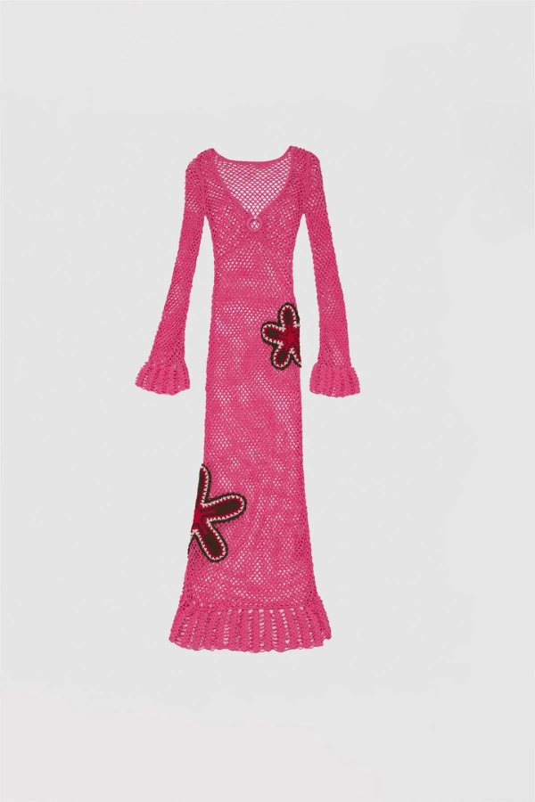 Elke Crochet Maxi Dress Candy Texture Rich