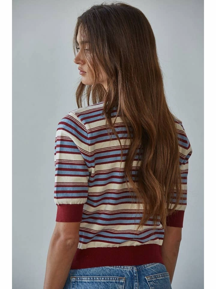 KNIT BUTTON UP COLLAR TOP AllDayComfort