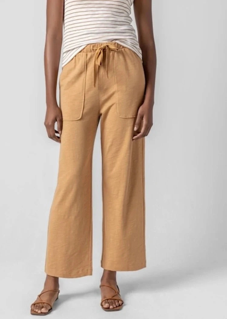 Side zipper Knit Drawstring Pant Teak