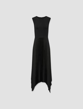 Satin-Edge Knit Weave Pliss Dera Dress