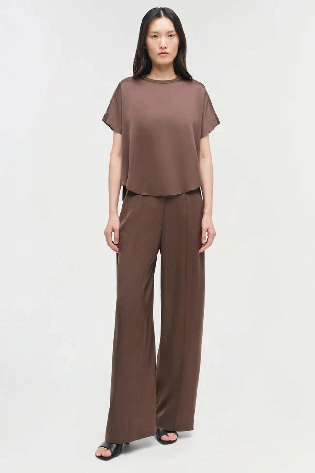 Versatile Wearable HypoallergenicMaterial Kyra Satin Wide Leg Pant Cocoa