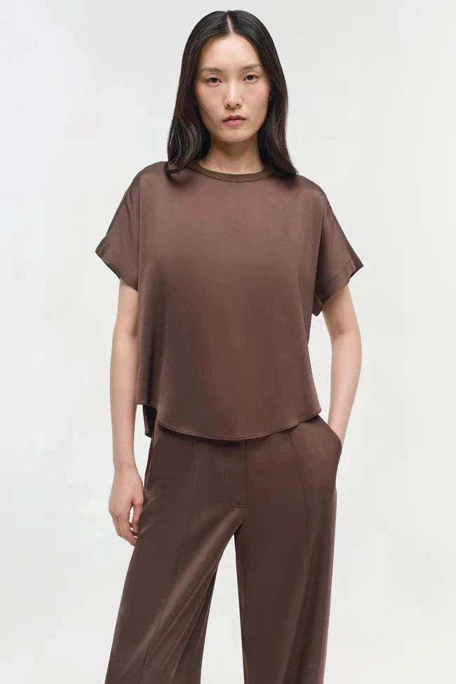 Kyra Satin Wide Leg Pant Cocoa Quick Fit Wear