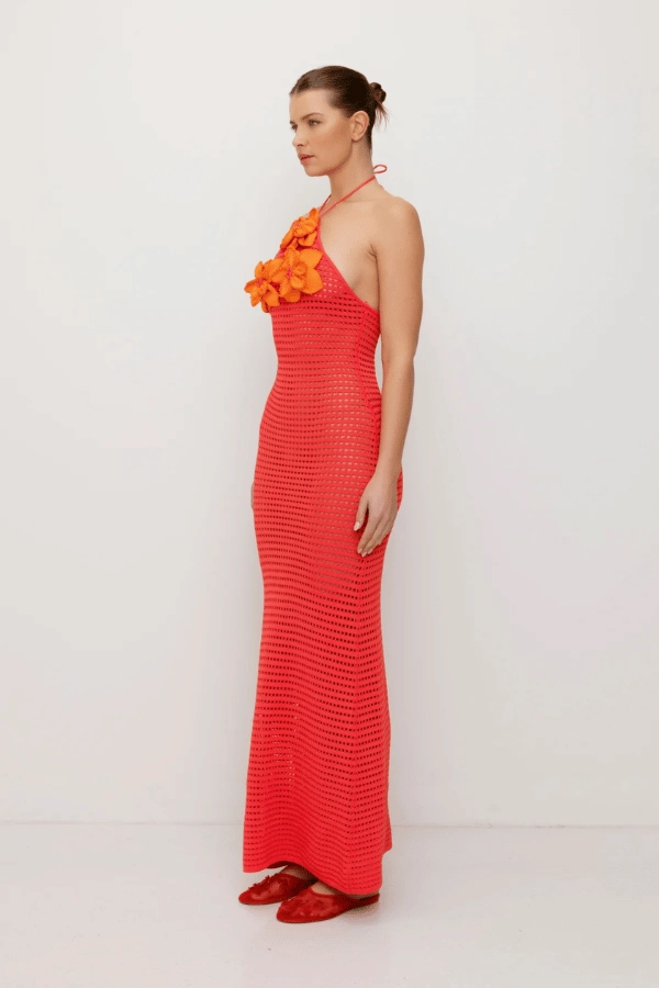 FoldablePackaging La Monada Knit Maxi Dress Coral