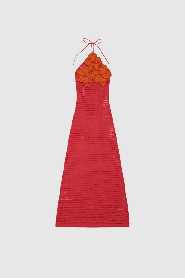 La Monada Knit Maxi Dress Coral Work Style Cozy Flex