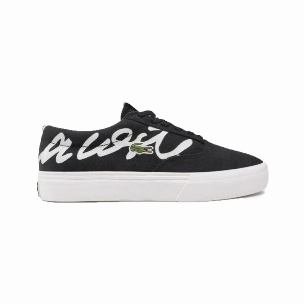 Fashion Glow Clean Step LACOSTE 7-42CMA0040454 Jump Serve Lace Canvas Logo MN'S (Medium) Black/Off White Textile Lifestyle Shoes