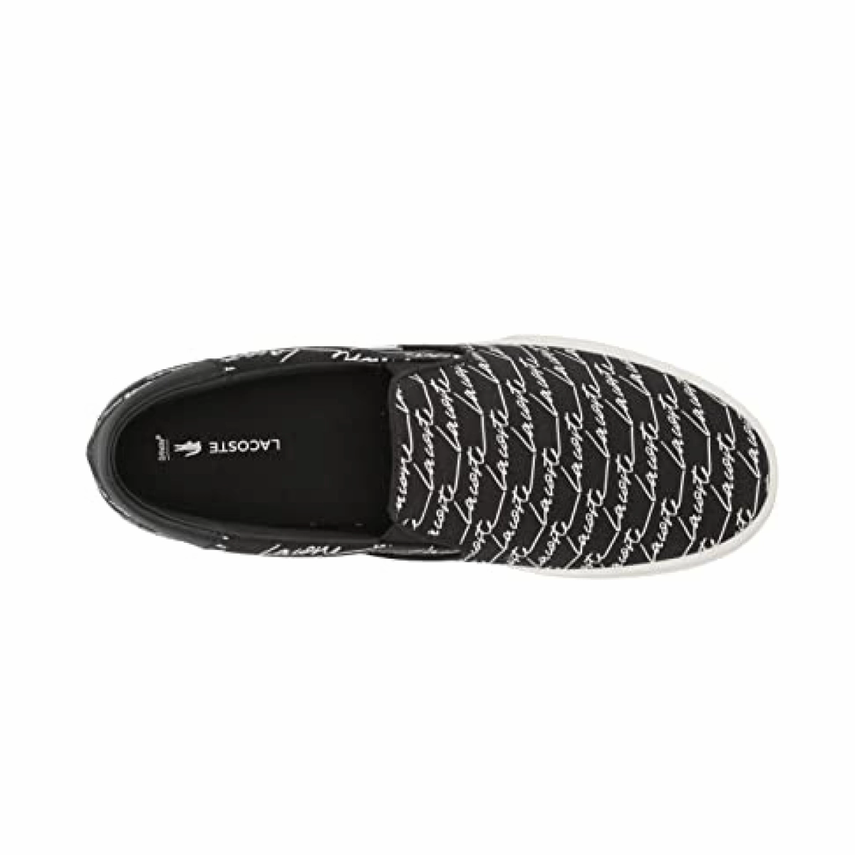 LACOSTE 7-42CMA0041312 Jump Serve Slip Canvas Signature Printed MN'S (Medium) Black/White Textile Lifestyle Shoes Sweat Resistant Comfort Seekers Seamless Inner Construction