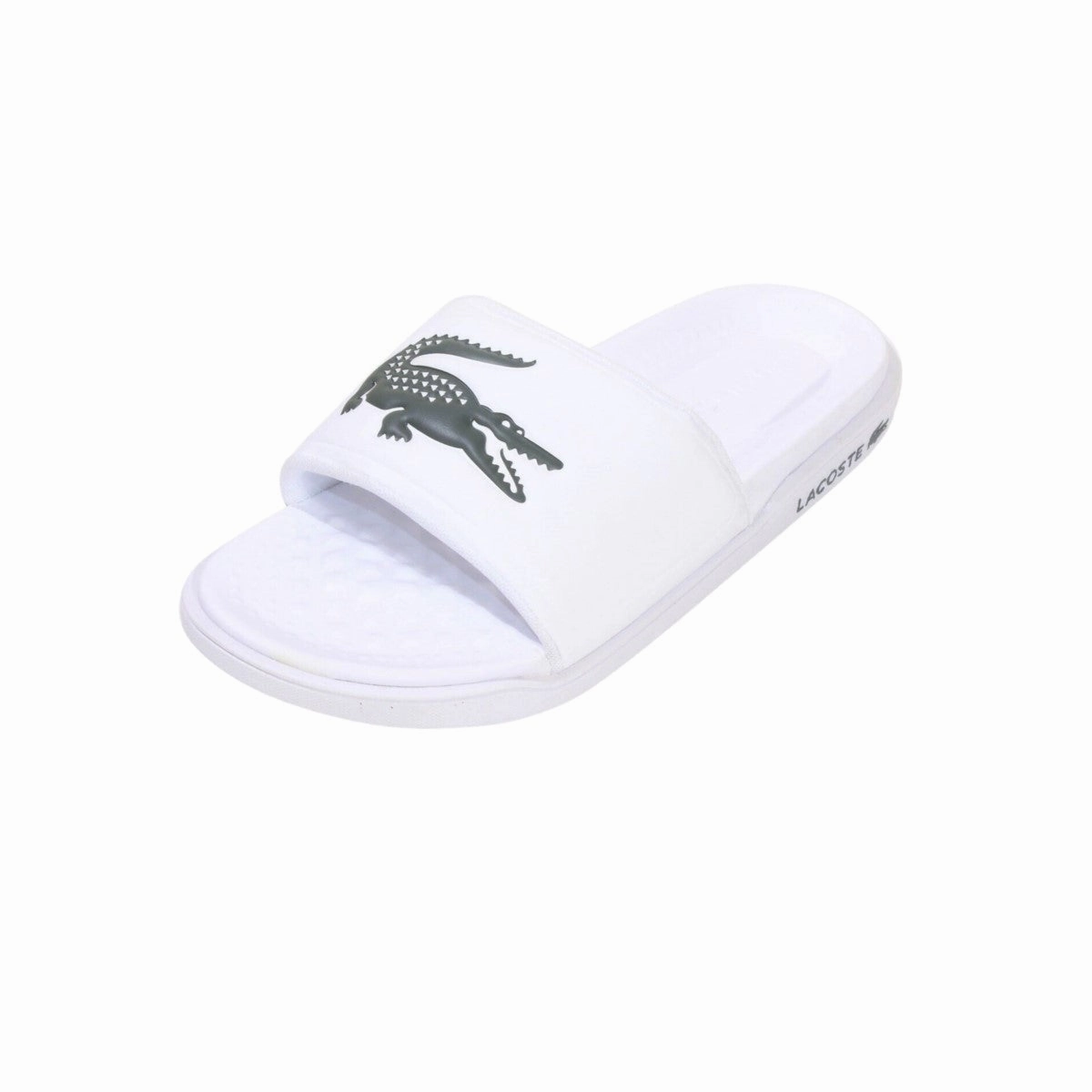 LACOSTE 7-43CMA00201R5 CROCO DUALISTE LOGO STRAP 0922 MN'S (Medium) White/Dark Green Synthetic Slide Pressure Relief