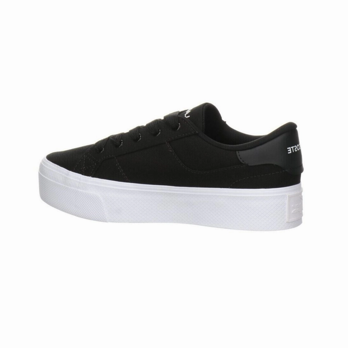 LACOSTE 7-45CFA0012312 ZIANE PLATFORM WMN'S (Medium) Black/White Leather & Synthetic Lifestyle Shoes Strong Step