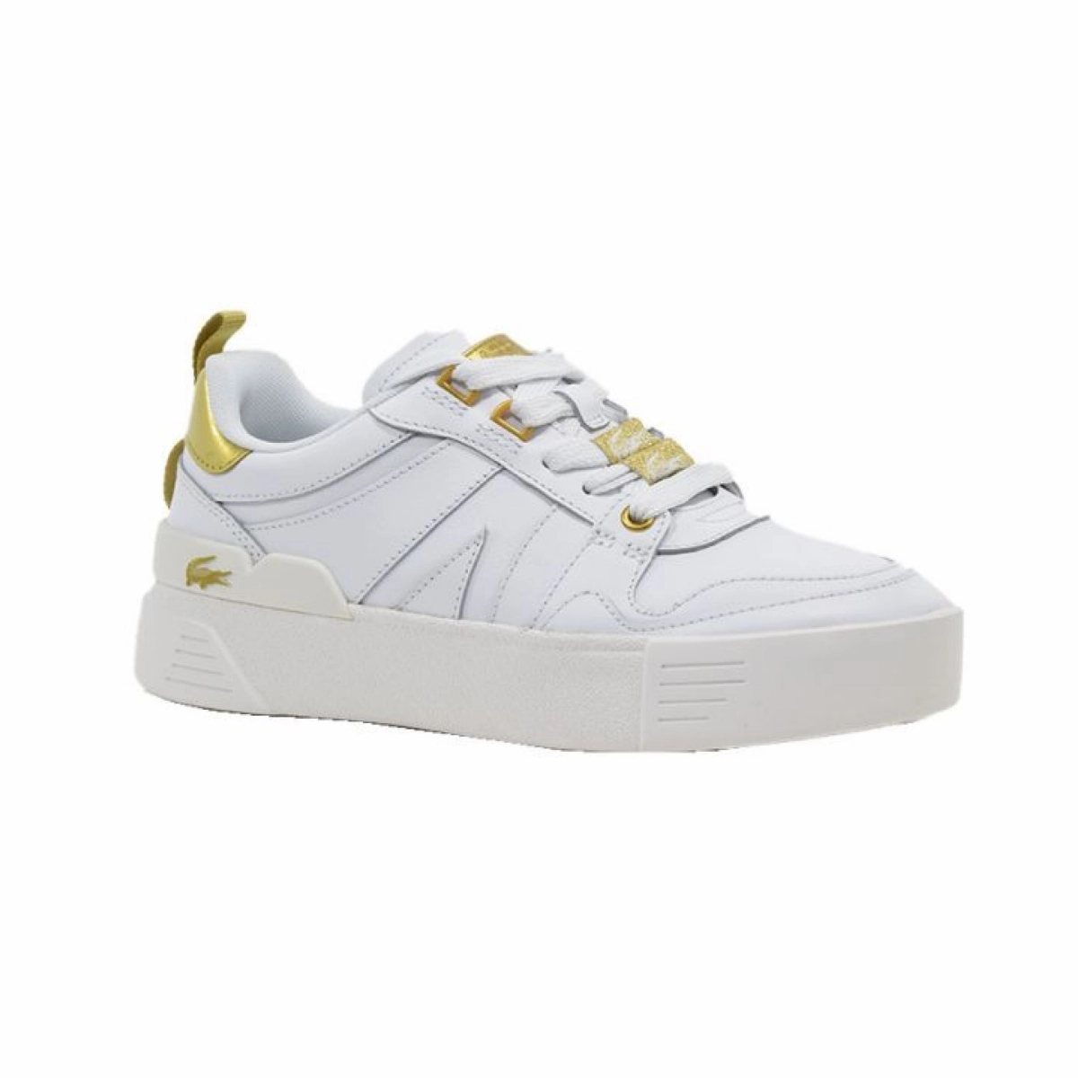 Scandi Clean Stability Shank LACOSTE 7-45CFA0032216 L002 123 WMN'S (Medium) White/Gold Leather & Synthetic Lifestyle Shoes