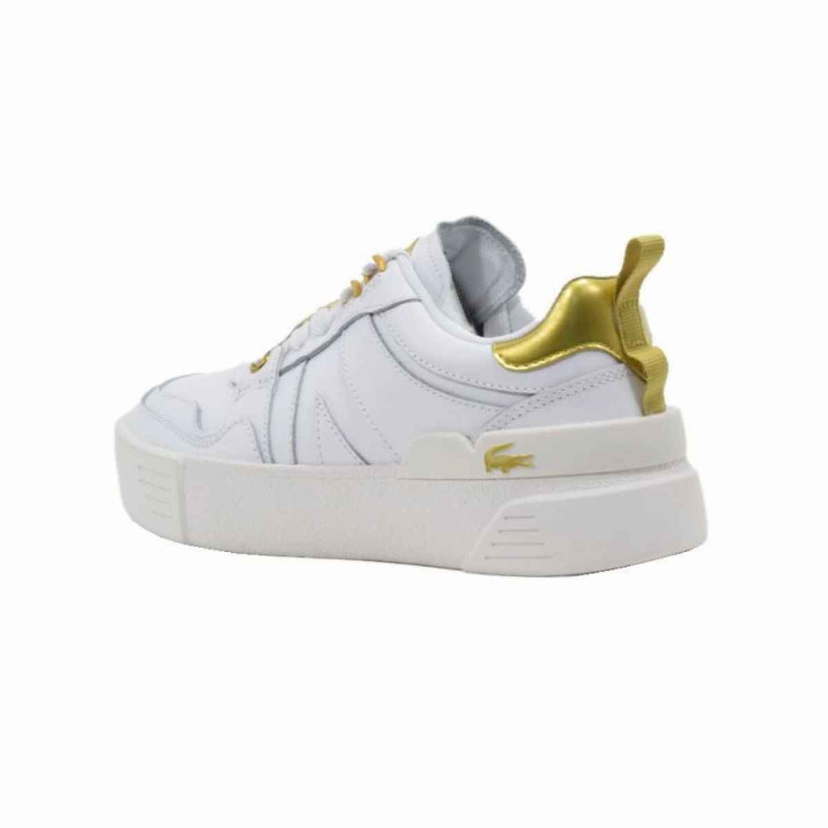 LACOSTE 7-45CFA0032216 L002 123 WMN'S (Medium) White/Gold Leather & Synthetic Lifestyle Shoes Shock Dispersing Plate