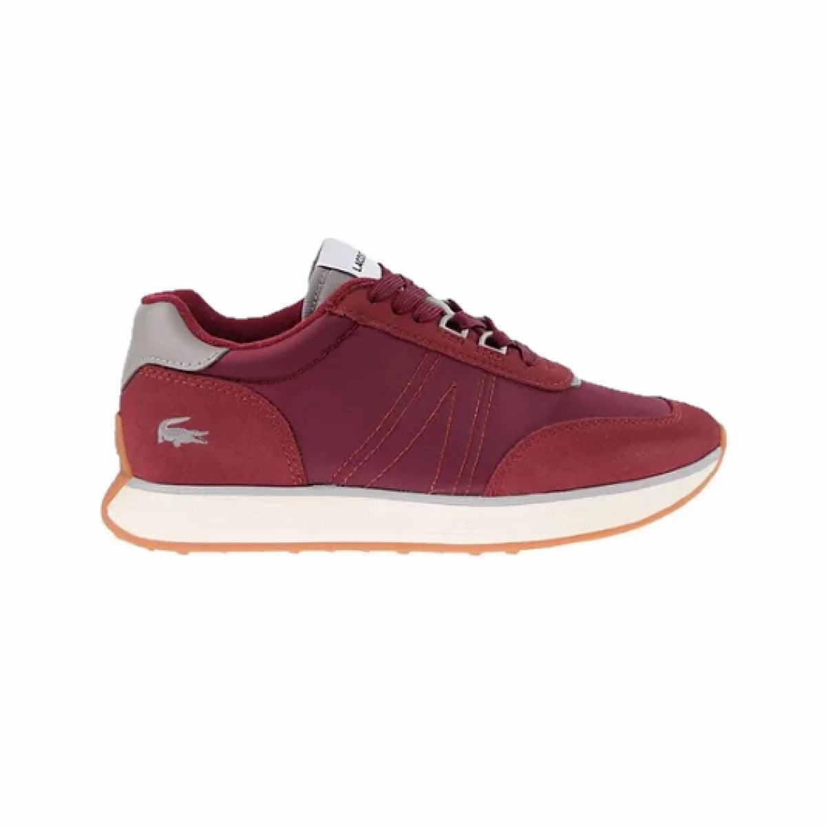 LACOSTE 7-45SMA00033C9 L-SPIN 123 MN'S (Medium) Burgundy/Off White Mesh & Suede Lifestyle Shoes Classic Base Durable Build