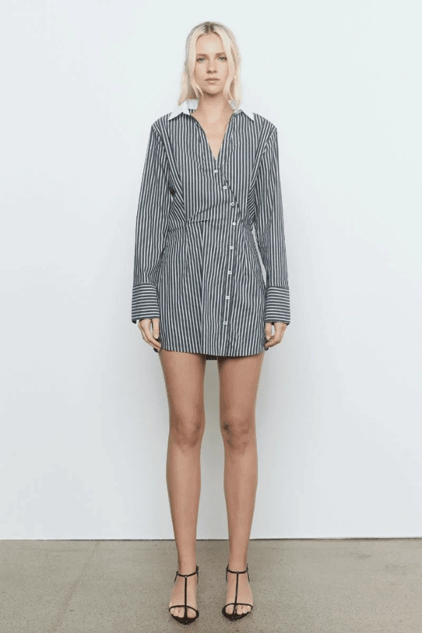 Natural Tones Cool Simplicity Laia Shirt Dress Black Stripe