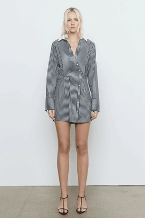 Natural Tones Cool Simplicity Laia Shirt Dress Black Stripe