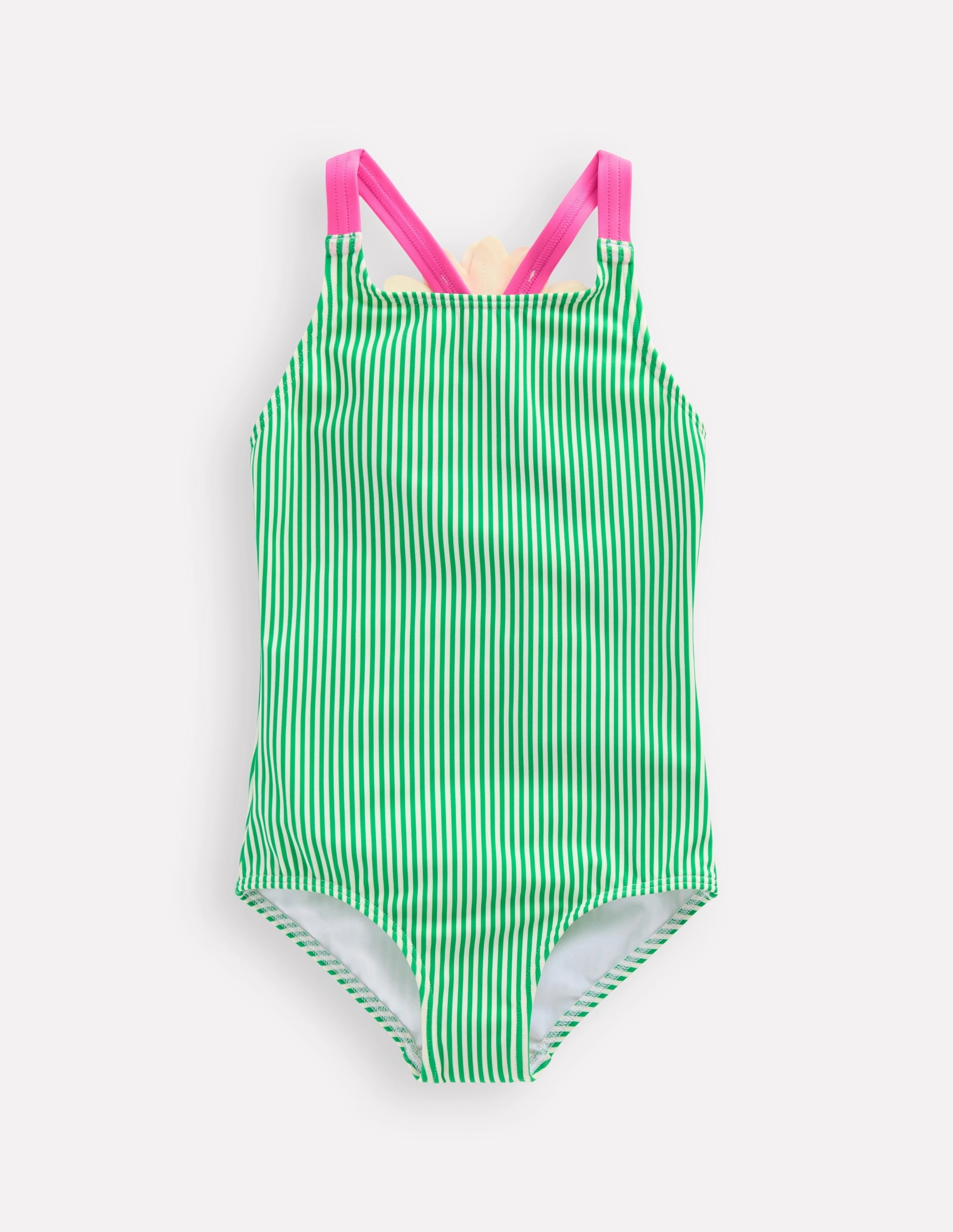 Applique Back Swimsuit-Green Daisy Machine-washable