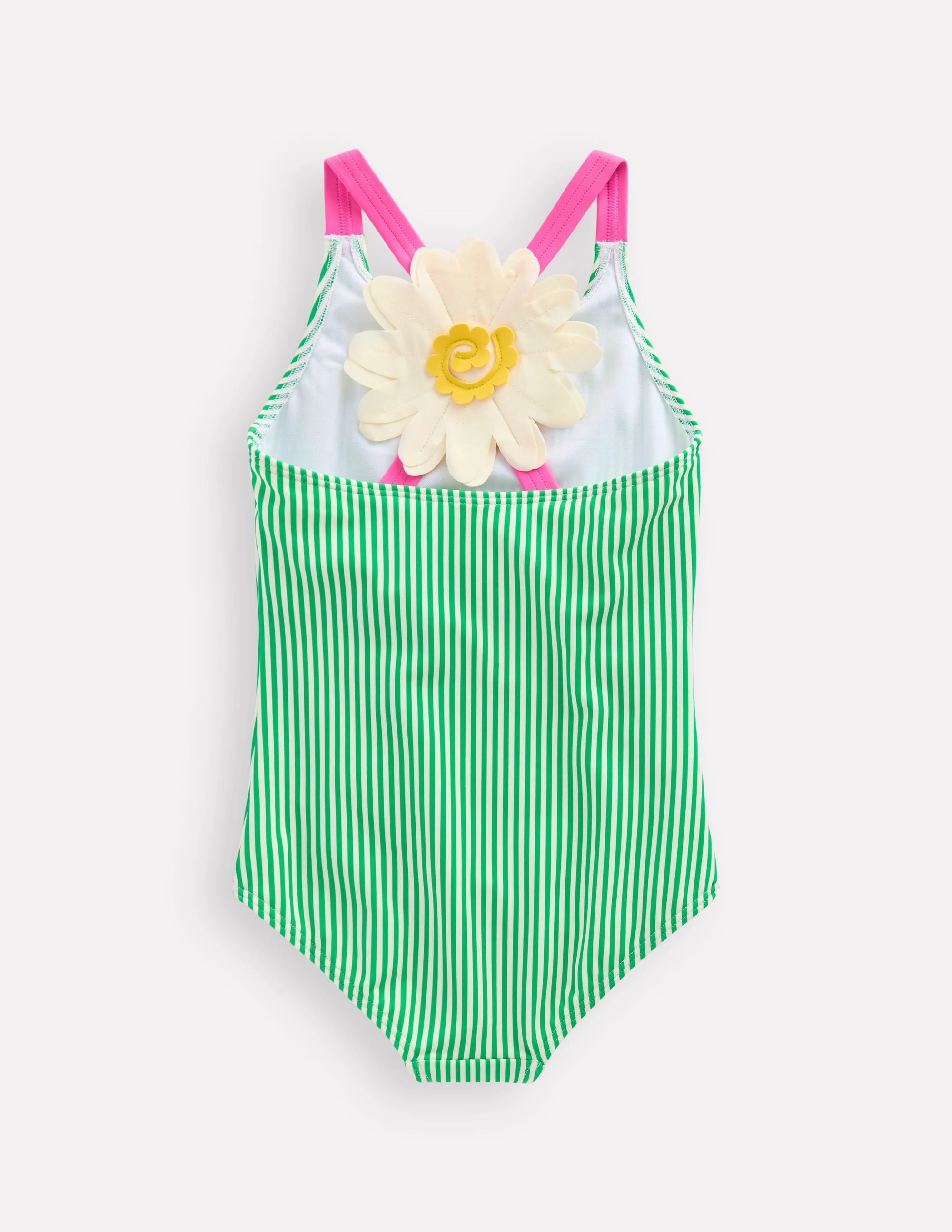 Abrasion Resistant Lining Applique Back Swimsuit-Green Daisy