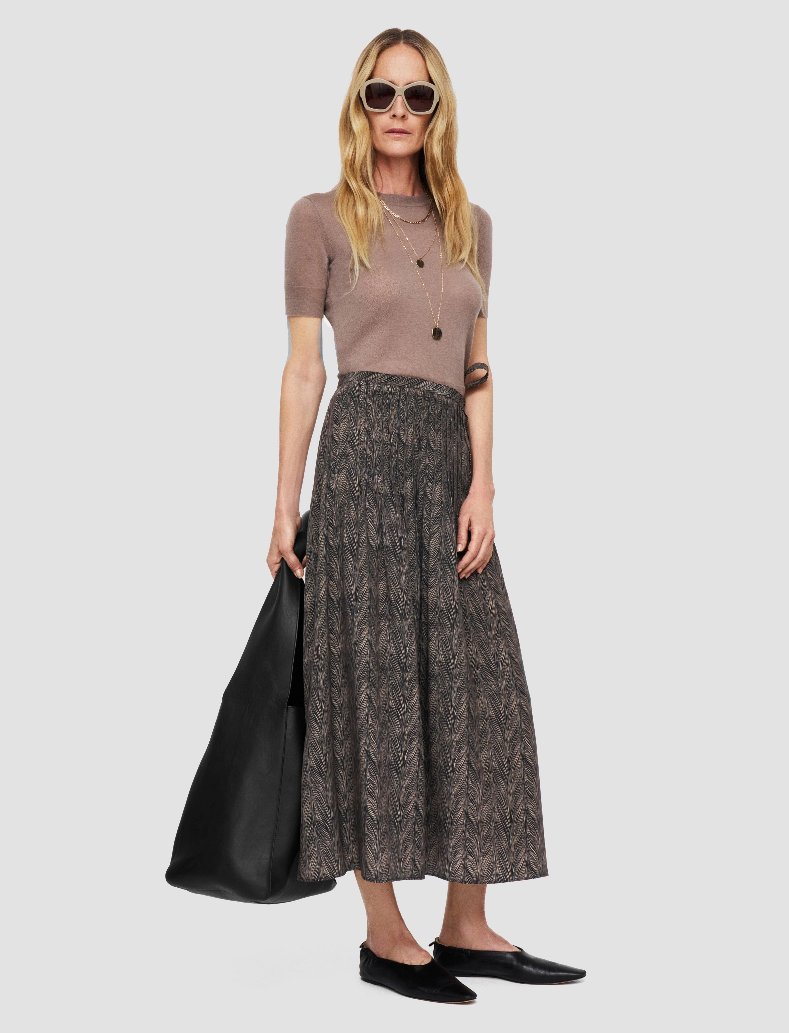 Flowy Drape Local Artisan Lavy Crepe de Chine Print Silk Skirt