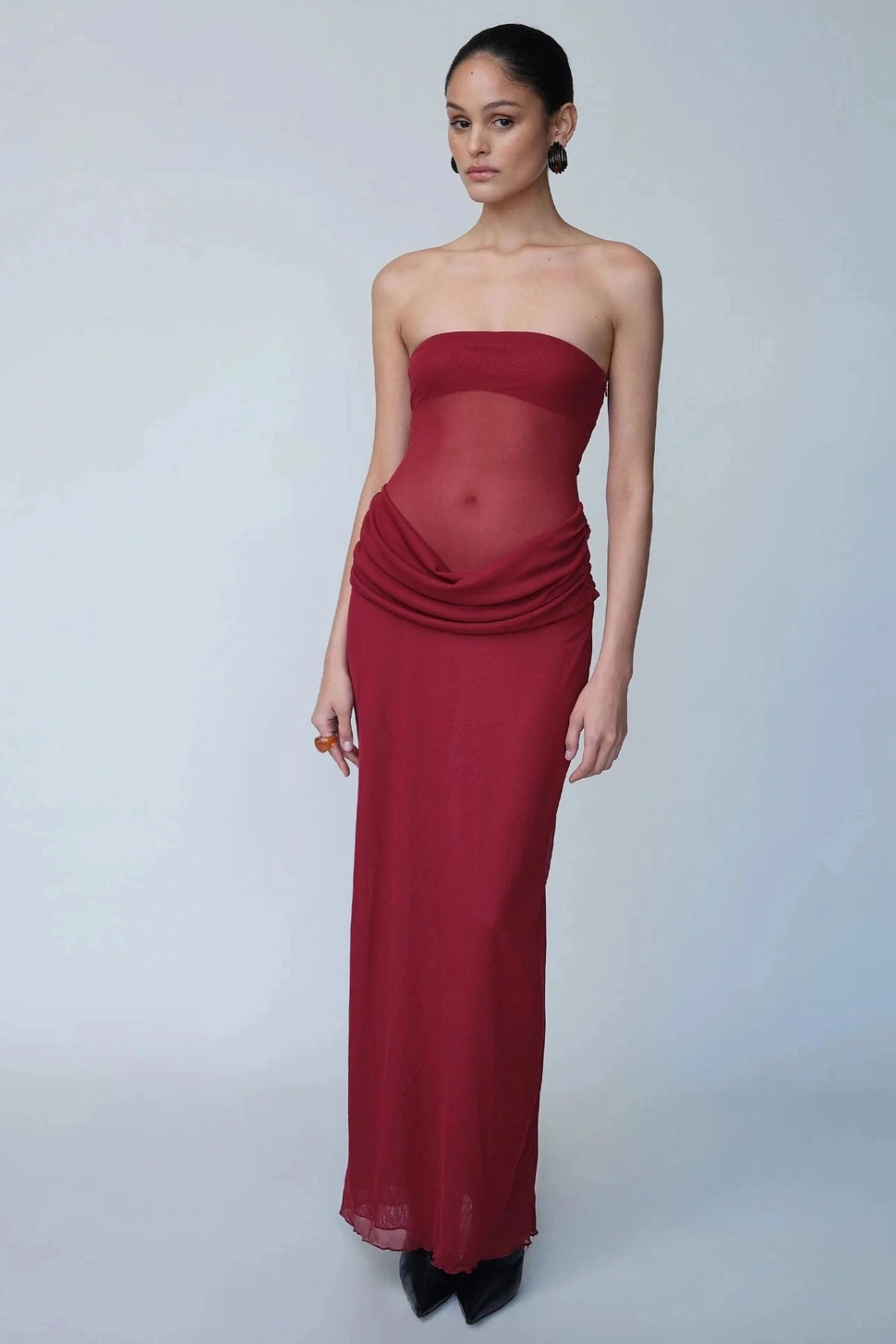 Natural Tones Satin-Finish Petra Maxi Wine