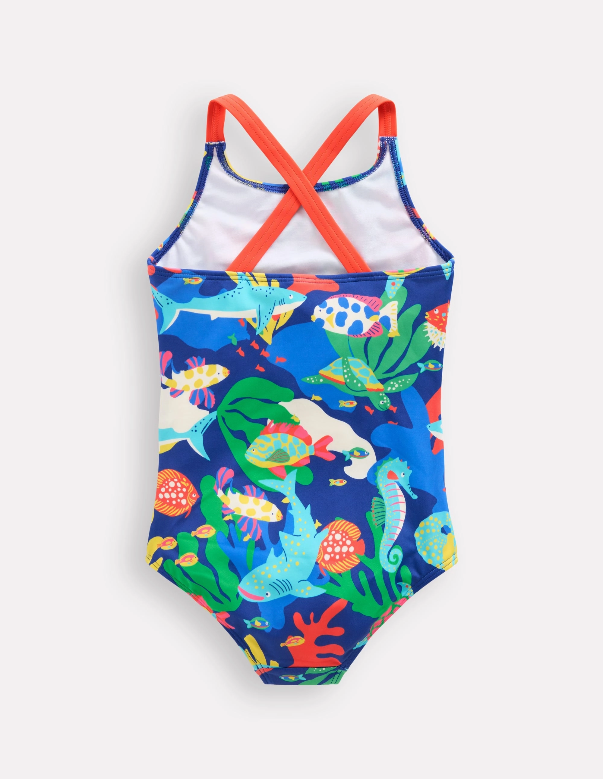 Swim Fashion Cross-back Printed Swimsuit-Blue Reef