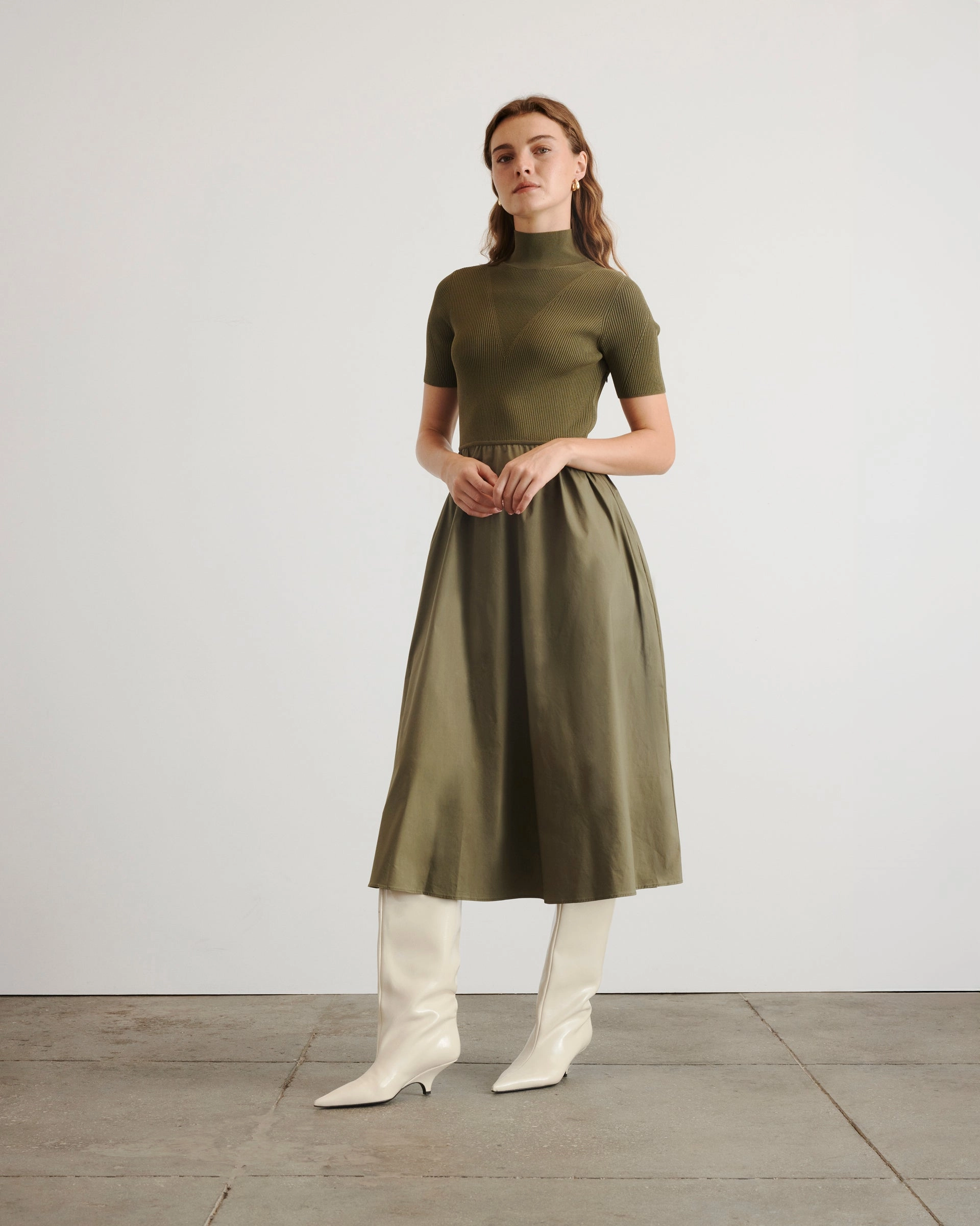 Warm Undertone Button Chic Teresa Knit Dress