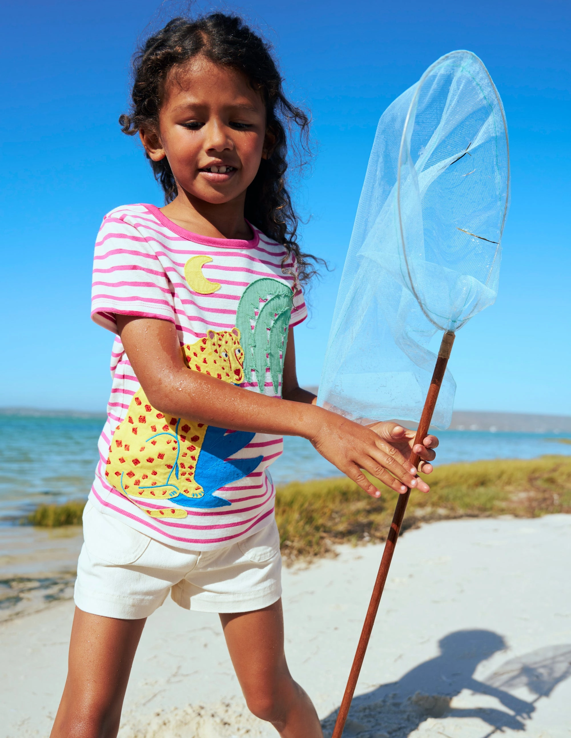 Short Sleeve Appliqu T-shirt-Rose Petal Pink Cheetah SolarReflectiveFinish NonChafe Lining