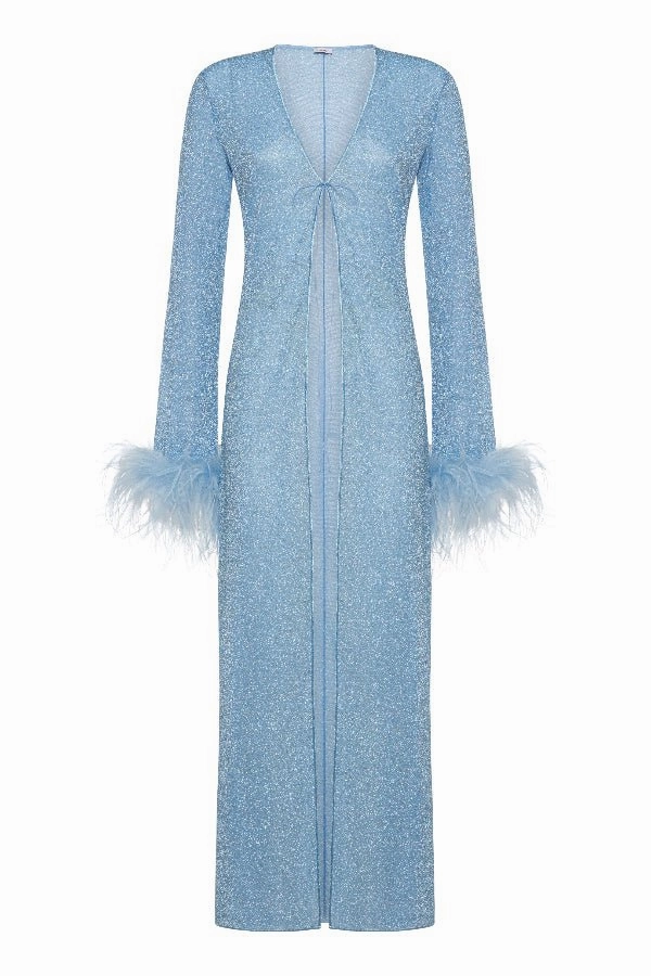 Contemporary Fit Lumiere Plumage Long Kaftan Crystal