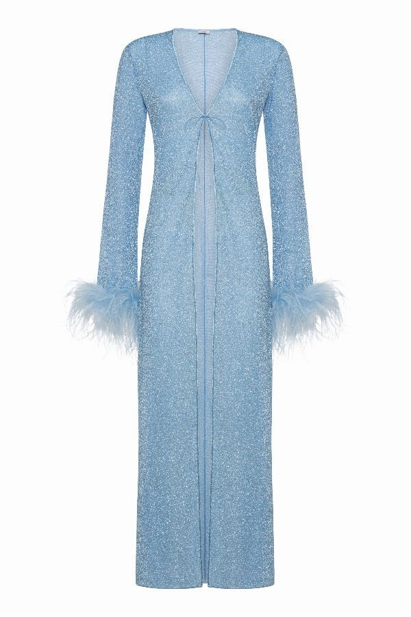 Lumiere Plumage Long Kaftan Crystal Layered Wear