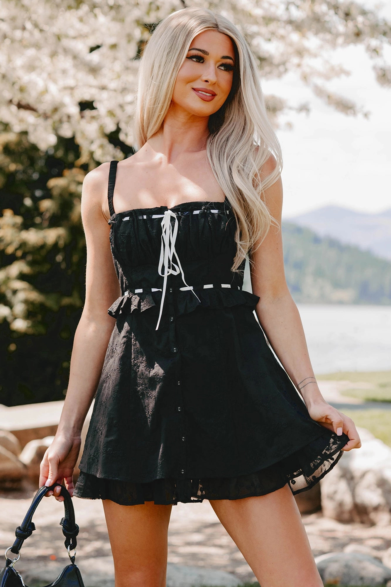 Lead With Love Sleeveless Embroidered Mini Dress (Black) Comfortable Design Fashion Mix