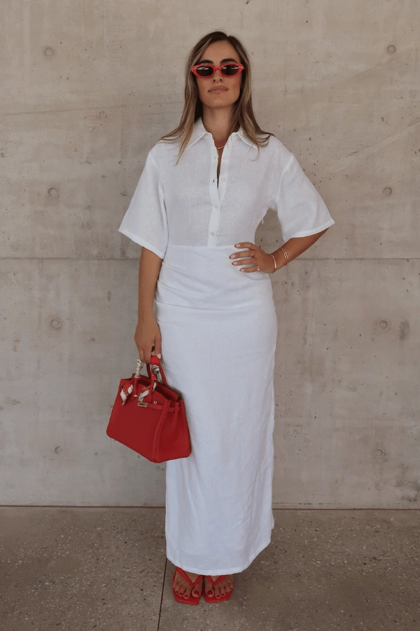 Lefka Midi Dress White Quick Glam Unlined Look