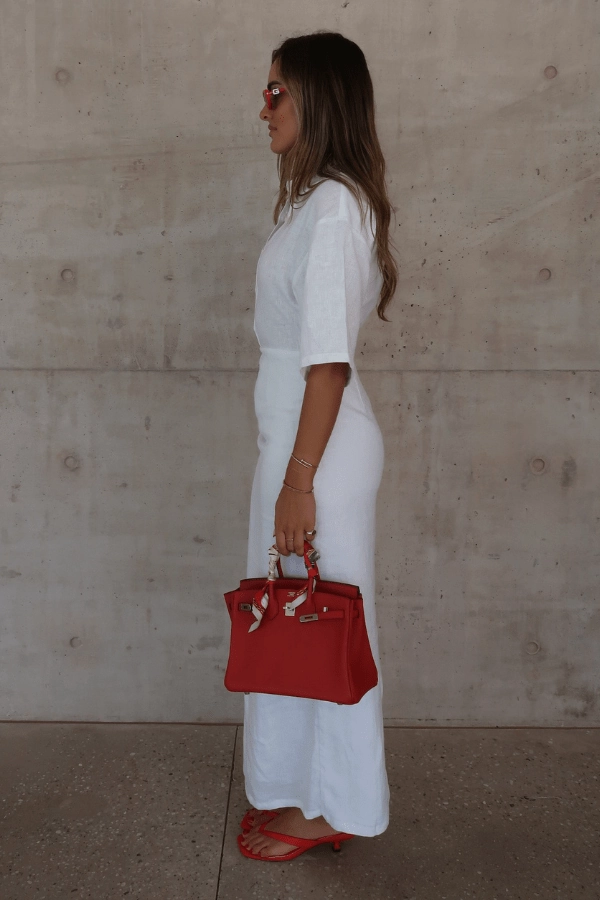 Linen Vibe Mid Fit Lefka Midi Dress White