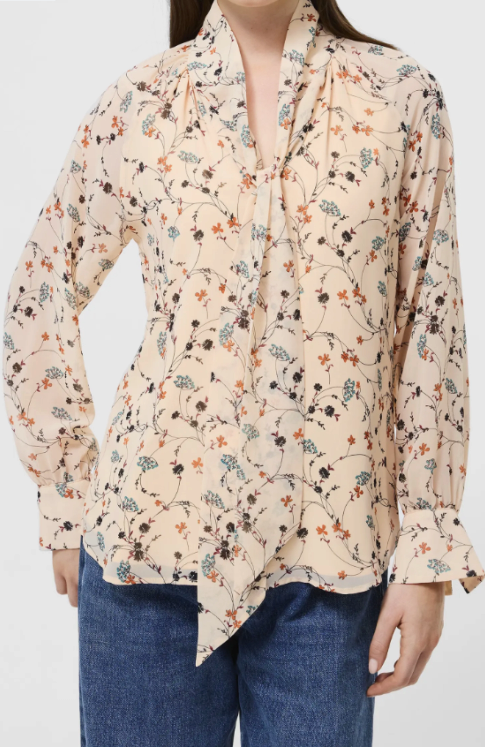 LEITHIA WHISPY CHIFFON TIENECK TOP Airflow Mesh Lining