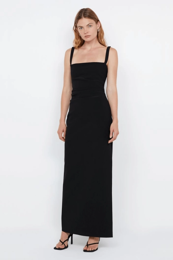 Leora Tuck Maxi Dress Black Spring Vibe Flowy-Shape