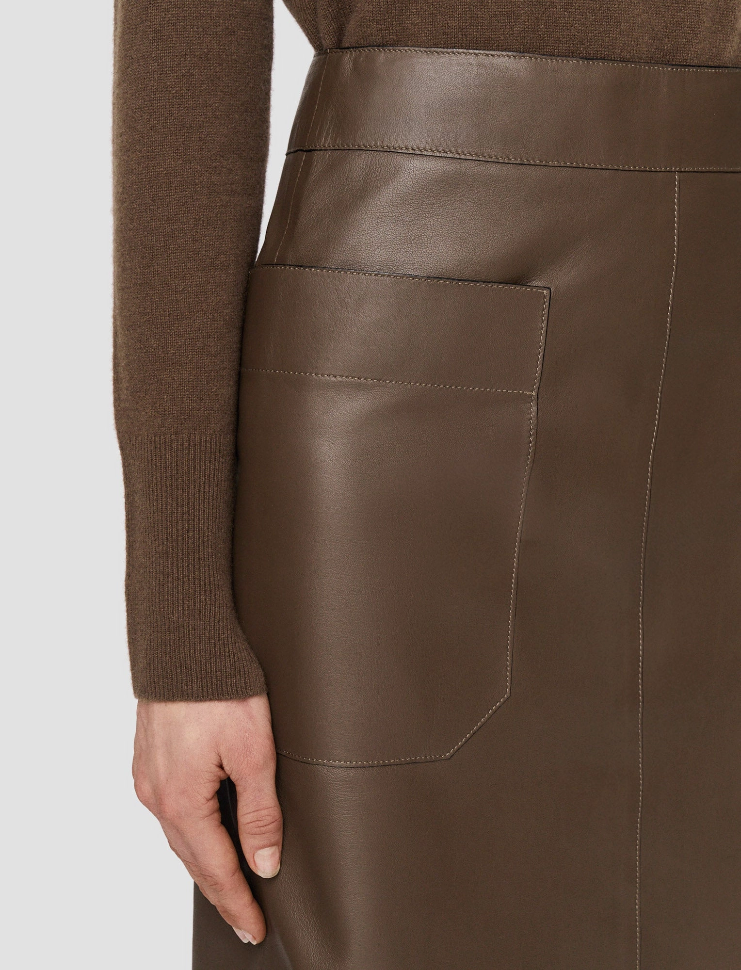 Laser Cut Edges Blomfield Nappa Leather Skirt