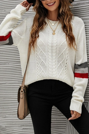 UVProtection Coating Stylish Tank WOMEN COLOR STRIPE SLEEVE LOOSE KNIT JUPMER TOP