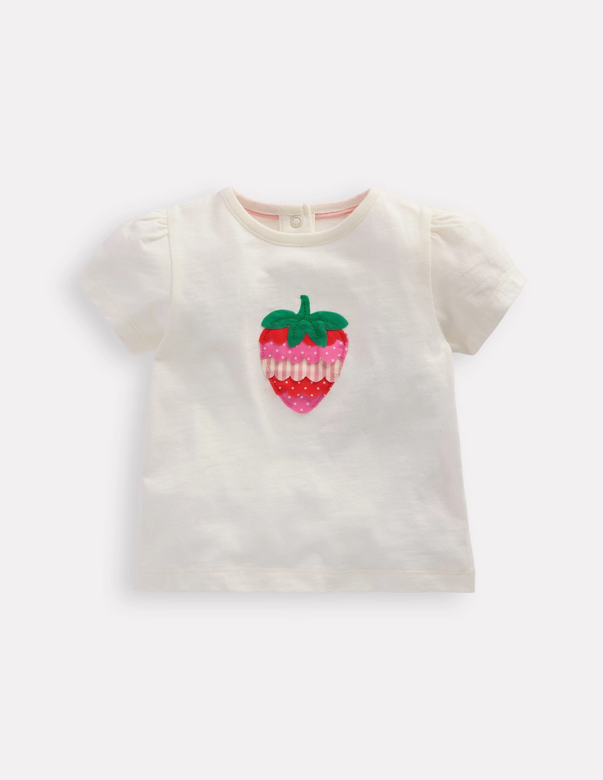 Girls Puff Sleeve Logo T-Shirt-Soft Ivory ZeroWasteProduction Stretch Waistband Design