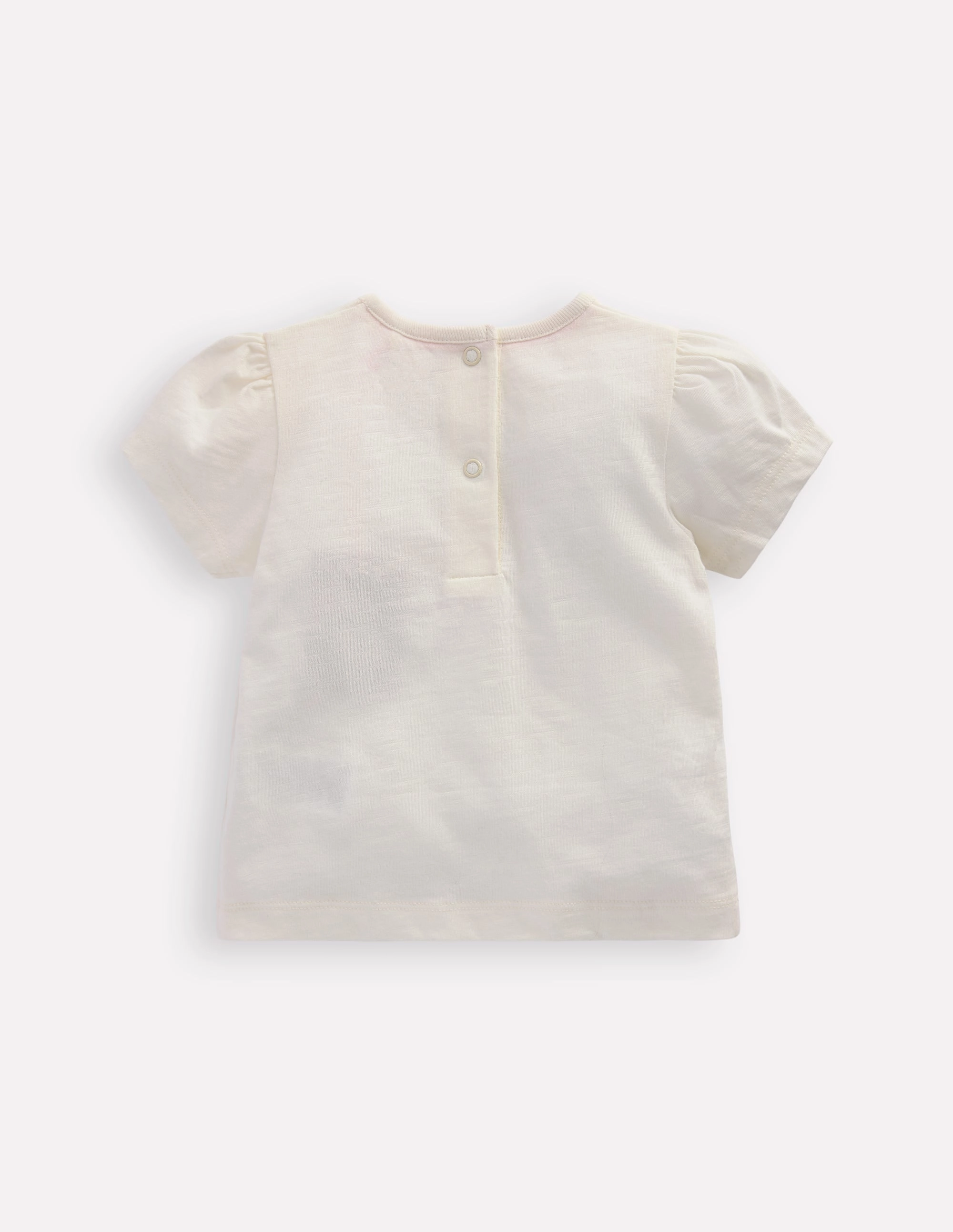 Girls Puff Sleeve Logo T-Shirt-Soft Ivory DropShoulder Eco friendly materials