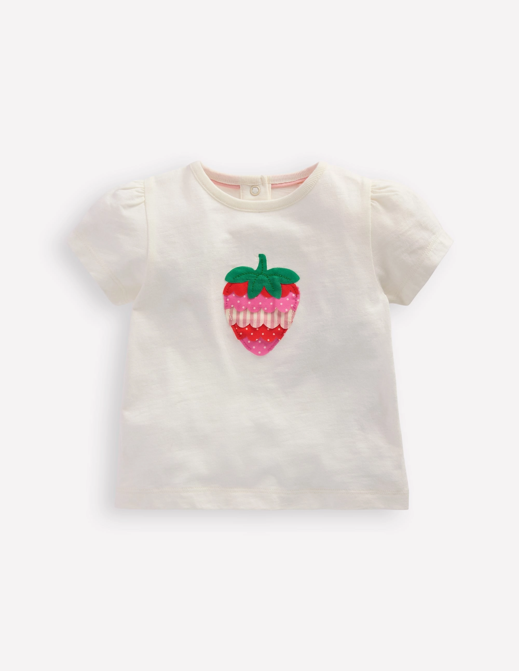 Thermal Regulation Fabric Friction Resistant Shoulder Girls Puff Sleeve Logo T-Shirt-Soft Ivory