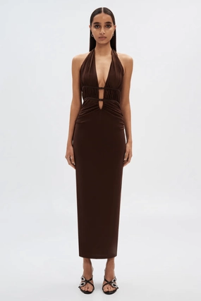 The Celine Mesh Dress Espresso Eco-friendly