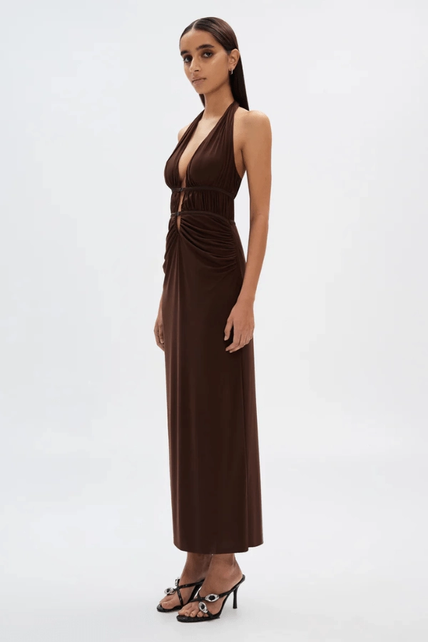 Lightweight Fabric Baby-Shower The Celine Mesh Dress Espresso