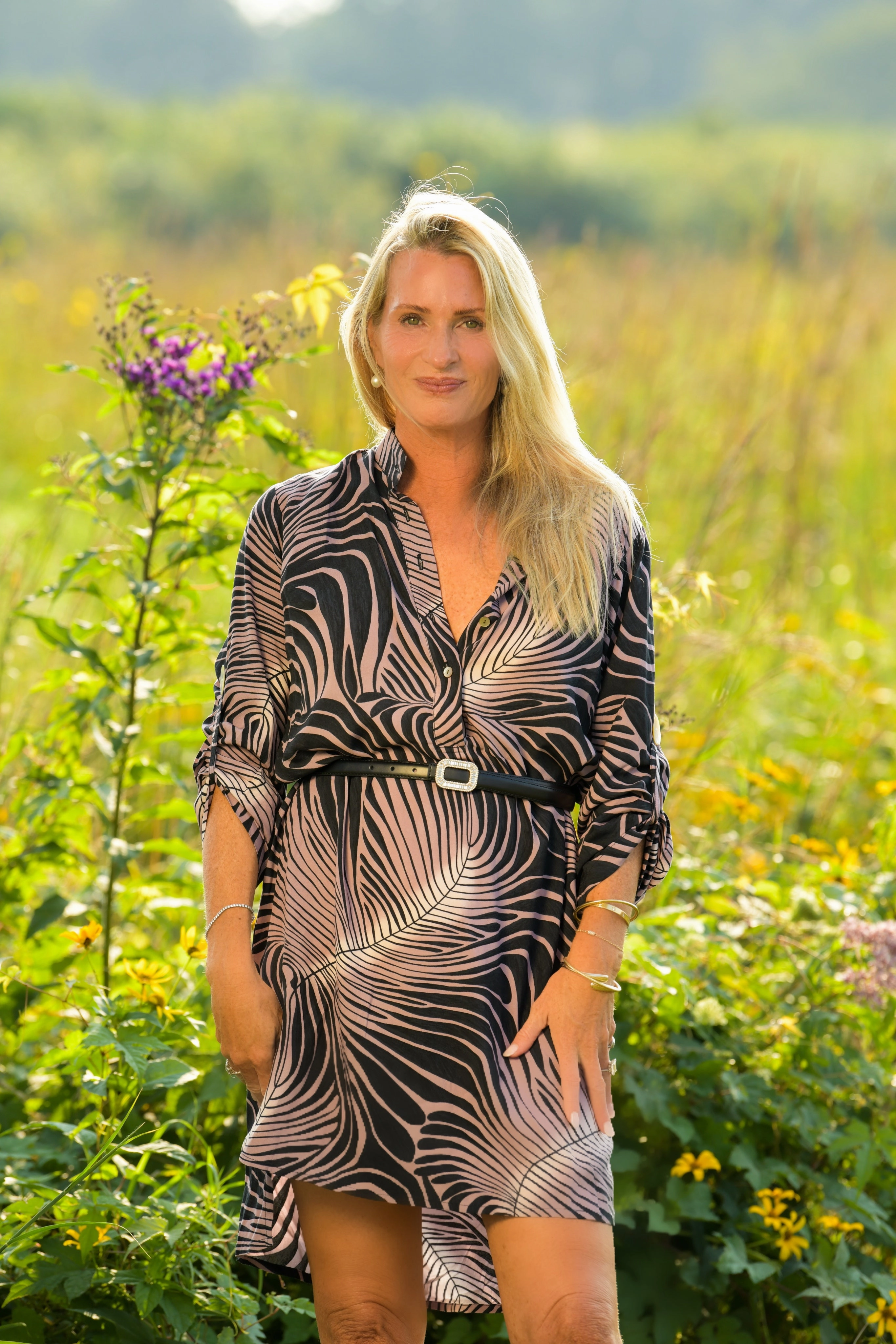 Geometric-pattern Day Tripper Dress / Black Fern