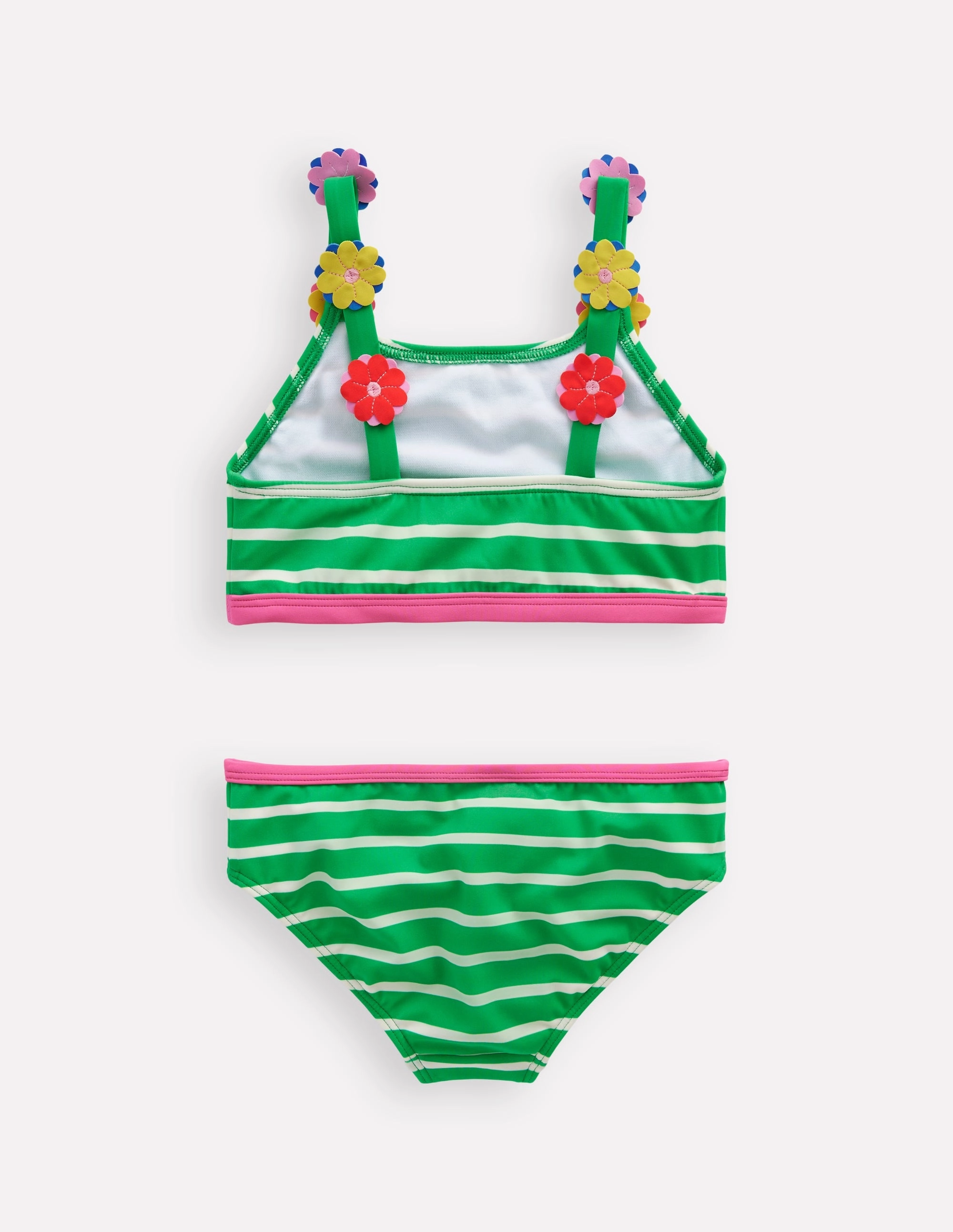 anti slip grip Applique Strap Bikini-Sapling Green Stripe Hearts