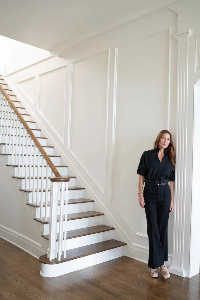 Emily Mccarthy Poppy Caftan in Navy Ponte Lightweight Layer bold appearance